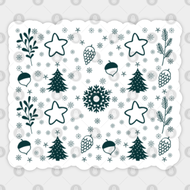 Christmas Patterns with Snowflakes - Xmas Gift - Sticker