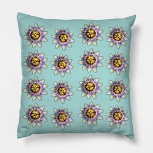 A pattern of blue passionflower Pillow