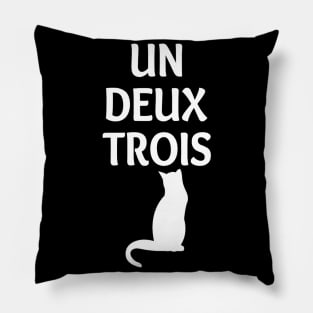 Cute Abstract Un Deux Trois Cat French Kitty Pillow