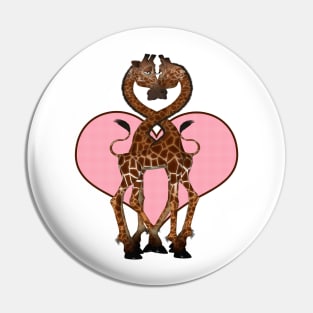Love Heart Giraffes With Necks Entwined Pin