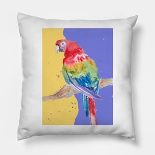 Parrot Watercolor Painting Macaw - Yellow Lavender Pillow