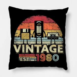 Vintage 40th Birthday Gift 1980s Funny Music Tech T-Shirt Pillow