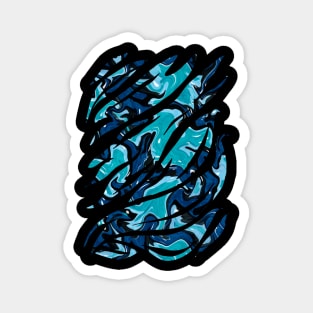 Blue ocean waves abstract shapes Magnet
