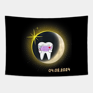 Total Solar Eclipse 2024 teeth Dental Solar Eclipse Gift For Men Women Tapestry