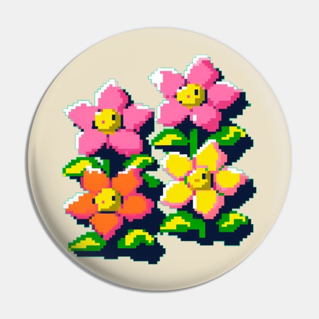 8 Bit Blooming Flowers Pin by nerd.collect