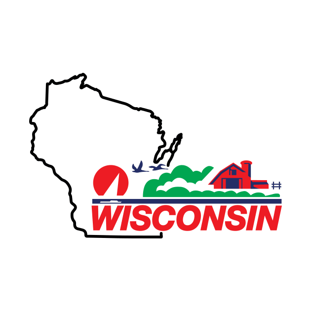 Wisconsin License Plate Wi Outline Black by KevinWillms1