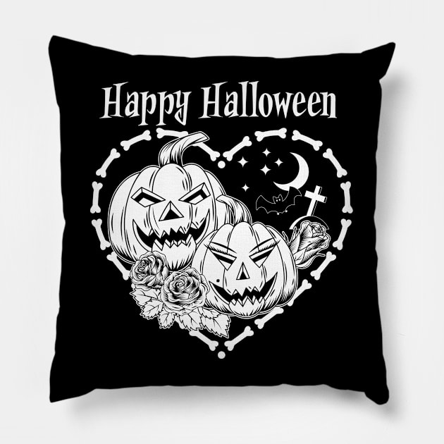 Halloween love couple Pillow by OA_Creation