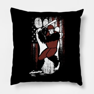 Bigfoot Baseball American Flag Pillow