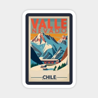 A Vintage Travel Art of Valle Nevado - Chile Magnet