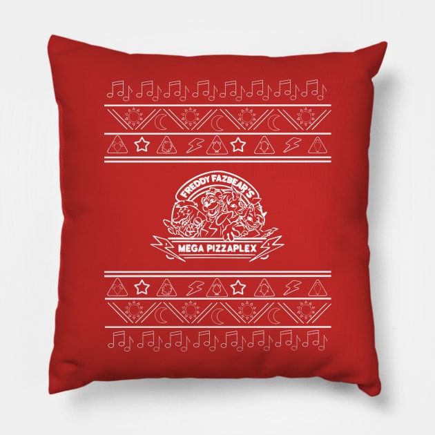 Ugly Mega Pizza Arcade Holiday Sweater Pillow by SlothworksStudios