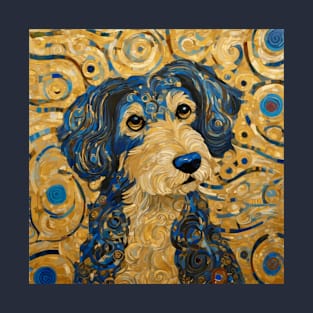 Cute Blue and Gold Klimt Dog T-Shirt