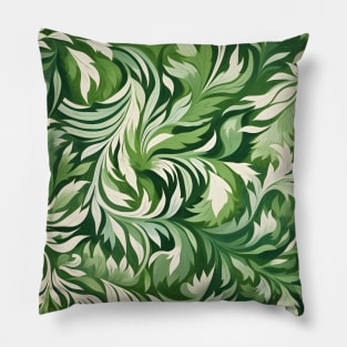 Vintage Green Leaves Botanical Pillow