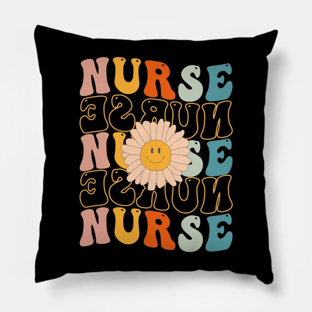 Retro Groovy Nurse Life For Women Nursing For Nurses Week Pillow by drag is art