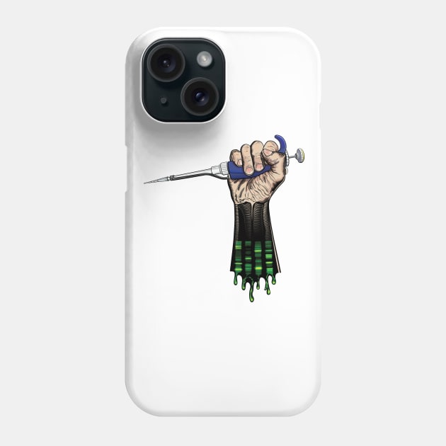 Pipette in Power Fist with Electrophoresis Gel PCR Science Biology Phone Case by SuburbanCowboy