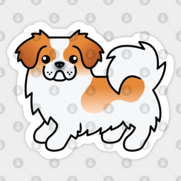 Red Parti Color Tibetan Spaniel Dog Cute Cartoon Illustration Tibetan Spaniel Sticker Teepublic