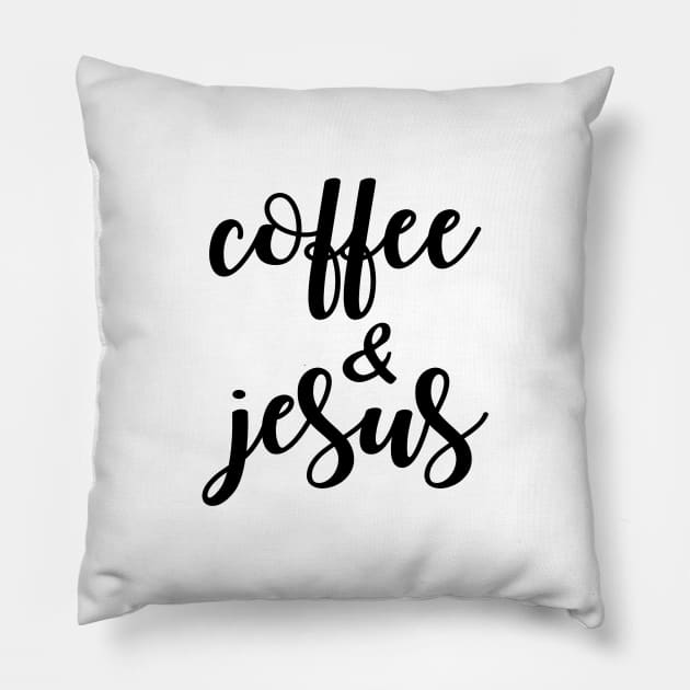 coffee & jesus Pillow by Dhynzz