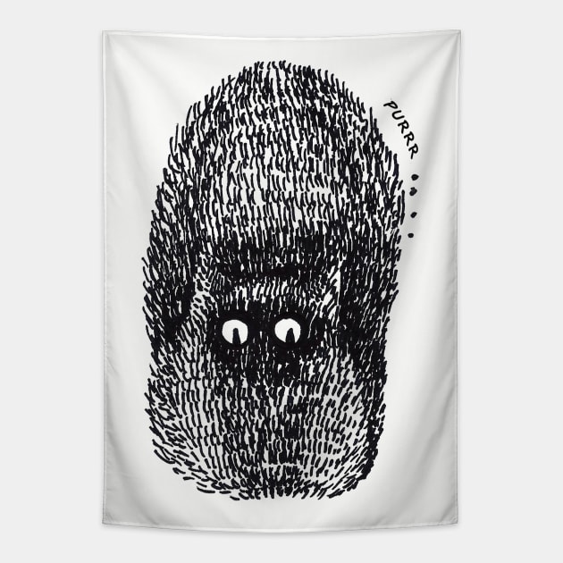 cute surprised black cat Tapestry by asiancoffeegirl