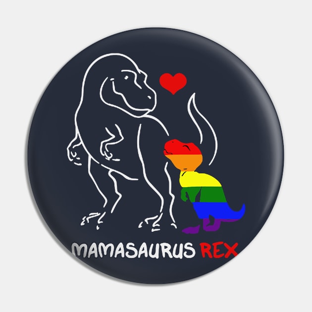 Funny Mama Saurus Rex Lgbt Rainbow Pin by karinaart