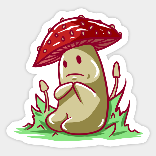 Sad Cute Mushroom Cartoon Character - Mushroom Art - Sticker | TeePublic Sad Cute Mushroom Cartoon Character - Mushroom Art - Sticker | TeePublic