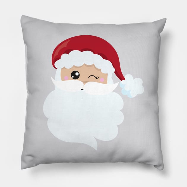 Santa Claus, Winking Santa, Santa Hat, Christmas Pillow by Jelena Dunčević