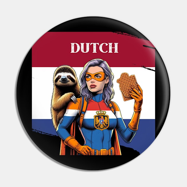 Dutch: 80's Female Comic Book Hero with Sloth Pin by Woodpile