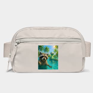 Cute Raccoon Selfie with Alien in Swimming Pool funny Bag