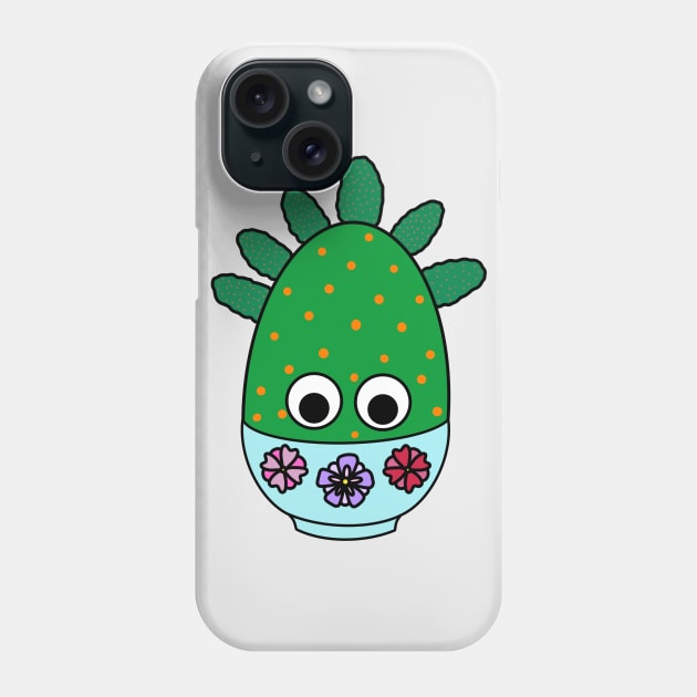 Cute Cactus Design #253: Tuna Cactus In Floral Bowl Phone Case by DreamCactus