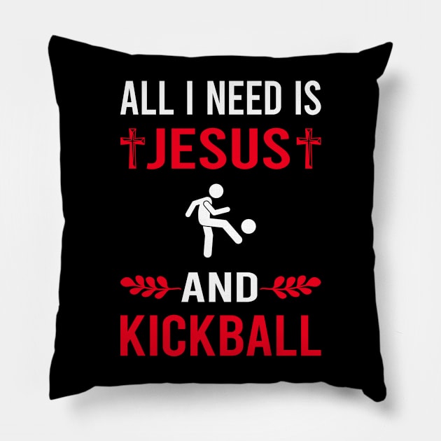 I Need Jesus And Kickball Pillow by Bourguignon Aror