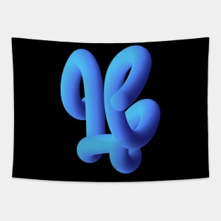 Fluid geometric blue abstract shape worm Tapestry