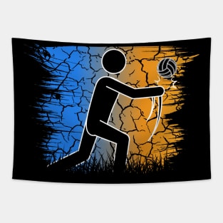 Travel back in time with beach volleyball - Retro Sunsets shirt featuring a player! Tapestry