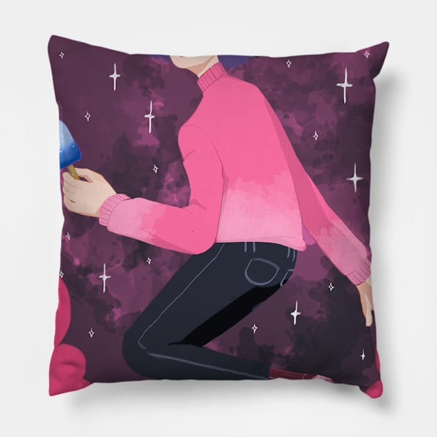 Galaxy Girl Pillow by Wizn Art