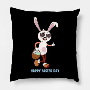 Happy Easter. Colorful and cool bunny design Pillow