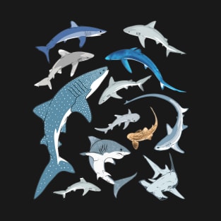 Whale Shark Blue Shark Mako Shark Species T-Shirt