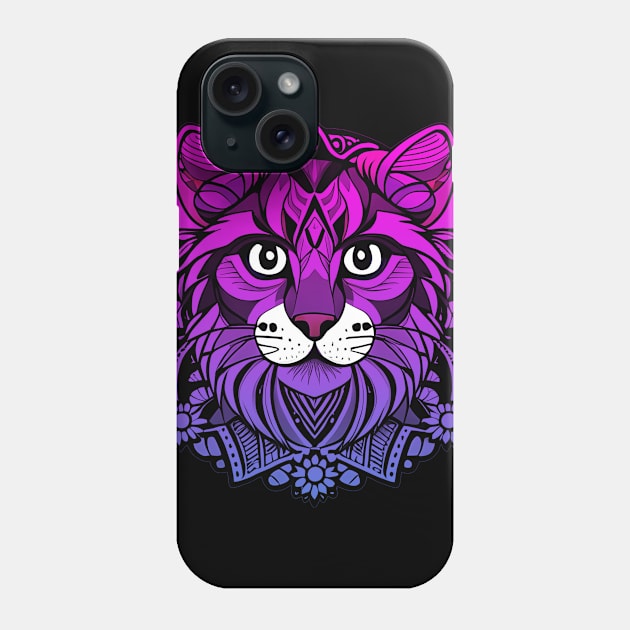 Cyberpunk Cats Mandala T-Shirt Phone Case by PUNK IS CATS