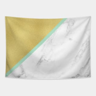 Marble and gold background green line Tapestry