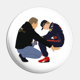 Jos and Max Verstappen celebrating Max winning the 2021 Formula 1 World Drivers Championship Pin