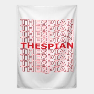 Thespian Repeating Text (Red Version) Tapestry