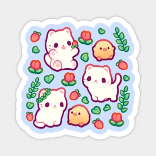 Cute Cat and Duck Spring Magnet