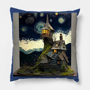 Starry Night Over The Burrow Pillow