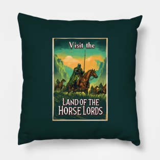 Visit the Land of the Horse Lords - Vintage Travel Poster - Fantasy Pillow