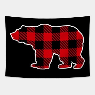 Bear Red Plaid Pattern Christmas Pajama Funny Gift Tapestry