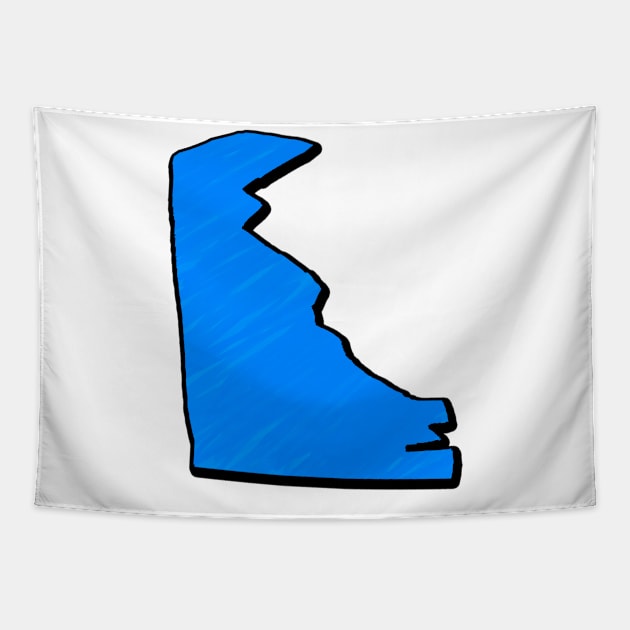 Bright Blue Delaware Outline Tapestry by Mookle