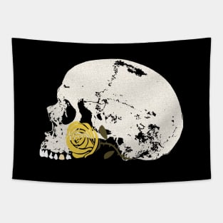 Skull and Yellow Rose Tapestry