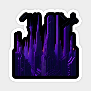 Purple cityscape Magnet