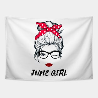 June Girl Woman Lady Wink Eye  Face Birthday Gift Tapestry