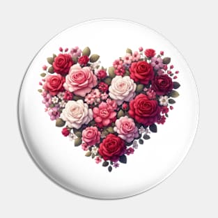 Heart Shaped Flowers Pin