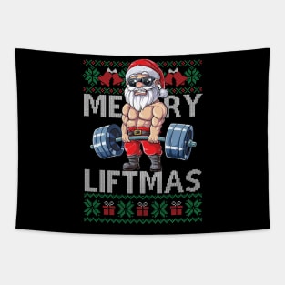 Merry Liftmas Christmas Xmas Fitmas Fitness Santa Holiday Gift Tapestry