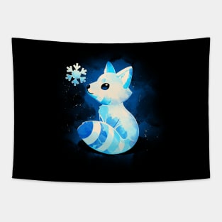 Winter Fox Blue Christmas Tapestry