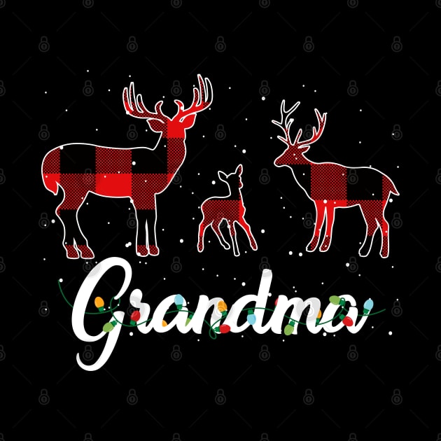 Grandma Reindeer Plaid Pajama Shirt Family Christmas by intelus