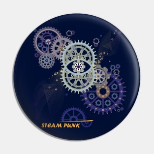 Steam punk with gears and vesica piscis Pin